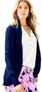 Lilly Pulitzer Amalie Navy Open Front Cardigan Size Small