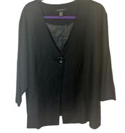 Ashley Stewart Black Linen blend plus sized 3/4 sleeve blazer size 20 W