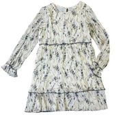 Bohme Ivory Blue Floral Print Dress Tiered Bohemian Flowy Sie Medium NWOT