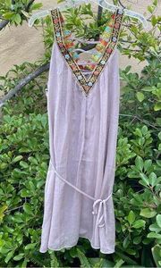 👗Blush Noir Beige Dress w/ colorful floral straps. Sz Large NWT!