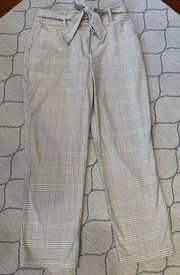 Joie Pants Womens Size 8 Straight High Waisted Crop Beige/Gray Plaid Stretch