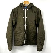 G-Star Raw Olive Green Quilted Hooded Long Sleeve Puffer Jacket Size Medium