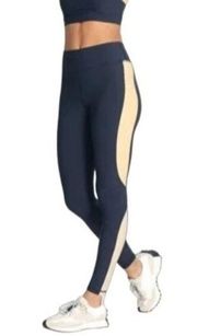 NWT Calme by Johnny Was Endurance Color Blocked Legging Navy Cream XS