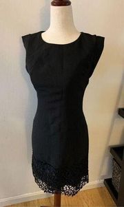 Black ann Taylor dress with lace at the bottom size 4p new