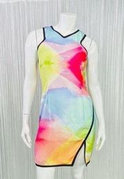 Watercolor Multicolor Sleeveless Dress L