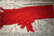 Super soft red scarf and glove set for women