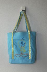 Vintage Looney Tunes Tweety Bird Blue Sequin Tote