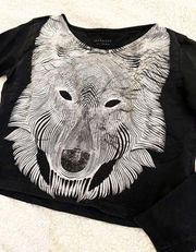 AllSaints Long Sleeve Cotton Wolf Crop Top XS