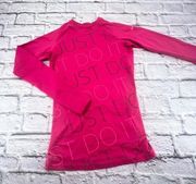 Nike  Pro Combat T-Shirt Women Size XS Pink Just Do It Dri Fit Fitted Thermal