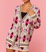 forever 21 x hello kitty argyle print cardigan skirt set