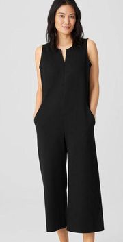 NEW Eileen Fisher Cotton Ponte Jumpsuit Easy Fit Cropped Length Black Plus Sz 3X