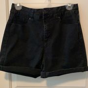 YMI Royalty Black Denim High Rise Cuffed Shorts