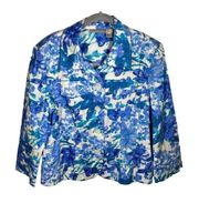 Drapers & Damons Petites Embroidered Floral Jacket Blue White Sz PL Petite Large