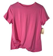 Pink Short Sleeve T-Shirt Twist Large Barbiecore St. John's Bay Womens