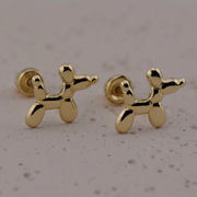 14k Solid Gold Stud Earrings | Balloon Dog Stud Earrings | Artistry Fashion | Birthday Gift
