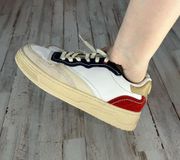 Scotch & Soda Elliot Red White Blue Leather And Suede Sneakers