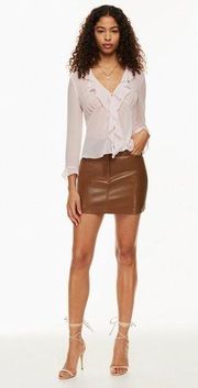 Wilfred Chemistry Vegan Leather Mini Skirt Cognac Color Size 4 T524