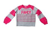 LoveShackFancy Pink and Blue Ellyn Alpaca Fancy Crewneck Sweater