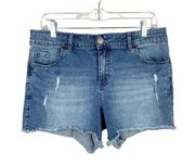 O’Neill Jean Shorts Distressed Frayed Blue Denim Stretchy Women’s 31