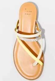 A New Day  Tan yellow jasmine strappy wedge sandals 11 NWOT