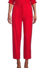 ANTONIO MELANI wide leg high rise linen pants Size 2 Red Women’s Crop