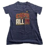 Adidas  Shirt Womens X Large Navy Blue Cleveland Cavalier All In Short Sleeve Tee