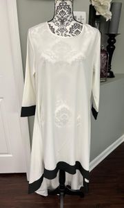 Size XL White With Black Trim Hi Lo Dress