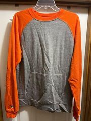 Holloway Large Long Sleeve Shirt Orange and Gray Kangaroo Pocket