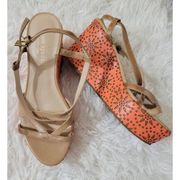 Kate Spade New York Womens Orange/Tan Cut Out Wedge Heel Sandals Shoes Size 7M