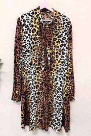 Love Moschino Leopard Long Sleeve Tie Front Dress Size US 10