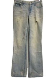 See by Chloe Bleached & Distressed  Flare Jeans Light Blue Size 28 GUC