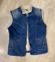 Faux Fur Lined Denim Vest