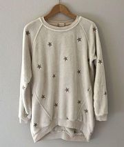 Altar’d State Oversized Slouchy Fleece Star Embroidered Crewneck | Size Small