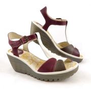 Yila T-Strap Peep Toe Wedge Sandals