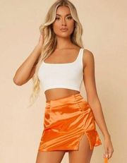 SHEIN Neon Orange Split Hem Solid Mini Skirt size S