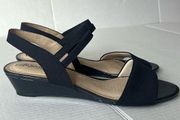 LifeStride Womens Navy Yolo Strappy Wedge Sandals Sz 11W‎ 🟥