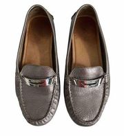 Coach Womens Nola Pewter Leather Driving Loafers Slip On Flats Size 6B Metallic