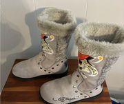 DON ED HARDY SUEDE BOOTS LINING FUR WOMENS 7 LOVE KILLS SLOWLY FUN