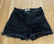 Black Button Up High Rise Shorts