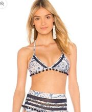 Tularosa Nina Bikini Top Blue Pom Pom Small NWT