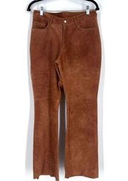 Vintage Express World Brand Women's Genuine Leather Suede Pants Brown Size 7/8