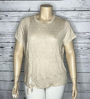 J. Jill Love Linen NWT Size XL Flax Tan - Tie Detail 100% Linen Knit Top Shirt