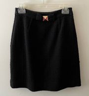 Textured Black Bow Back Mini Skirt