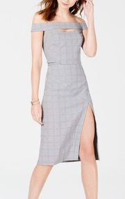 NWT  Plaid Off The Shoulder Sheath Dress