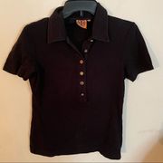 Tory Burch Black Polo with Gold Button Detail