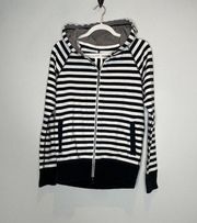 Lululemon  Rollin With My Omies Black Striped Zip Up Hooded Jacket Size 2