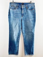 J. Crew Essential All-Day Stretch Pull On High Waisted Straight Jeans Blue 33