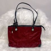 Brighton Mevelyn Red Canvas Tote with Leather Trim B30