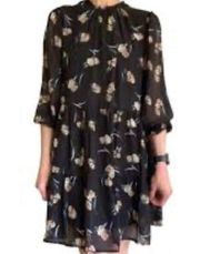 NWT Black Ophelia Roe Floral Plus Size Dress  With Sheer Sleeves Size 1X