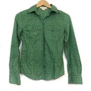 MICHAEL KORS Petite Green Geometric Button Down PS